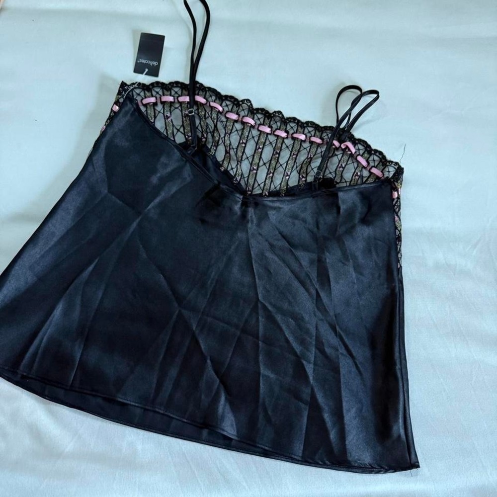 black lace cami y2k delicates black cami top size medium - Picture 6 of 7